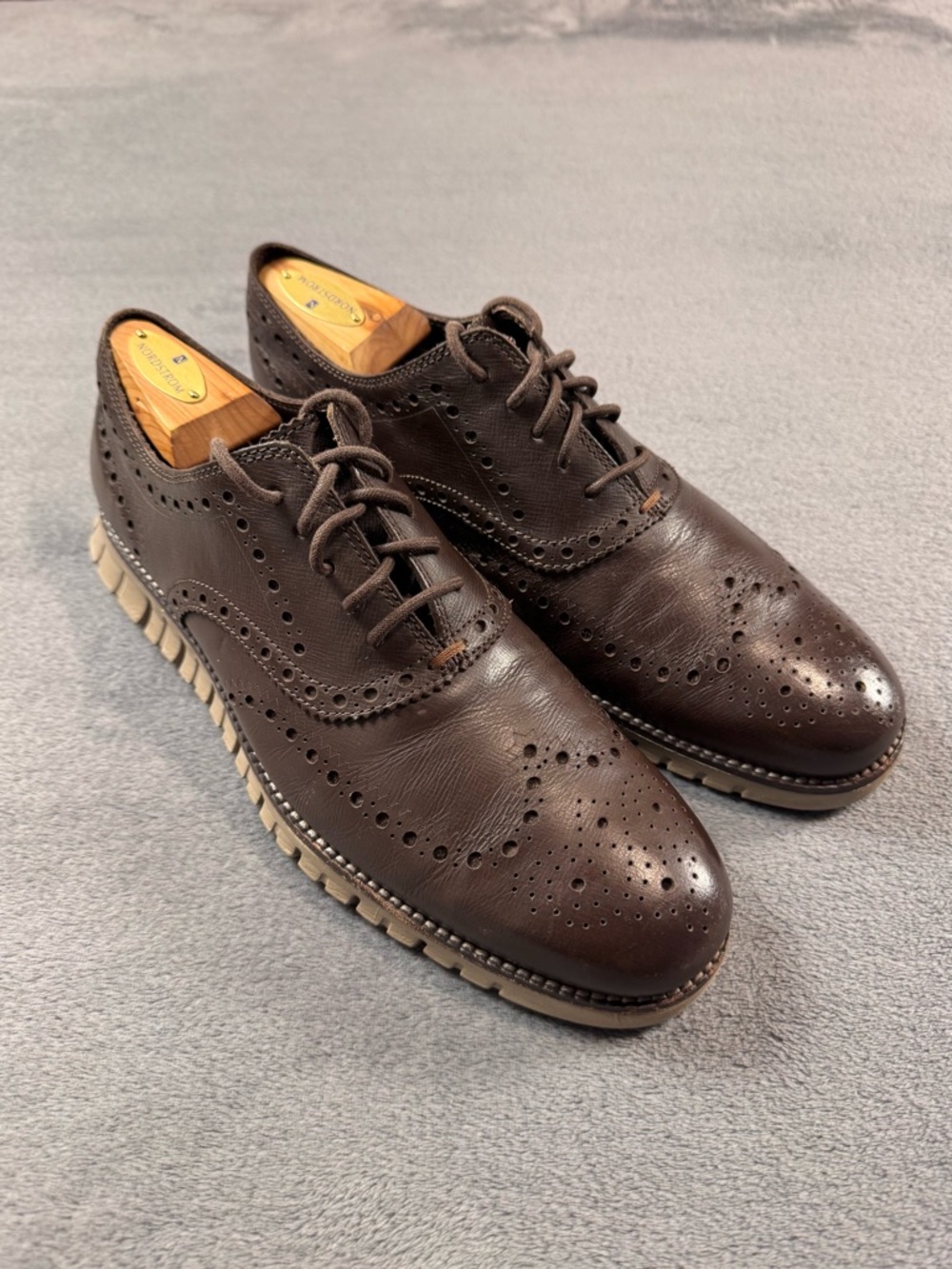 Cole Haan ZEROGRAND Chocolate Brown/Irish Coffee Leather Wingtip Oxfords